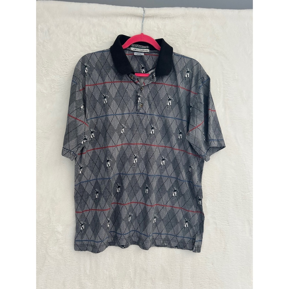 Golf Classics by‎ Munsingwear Mens Vintage Argyle Golfer Print Polo Shirt Medium